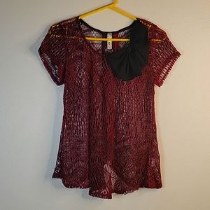 Women's Bella D crochet Shirt. RED Size L.